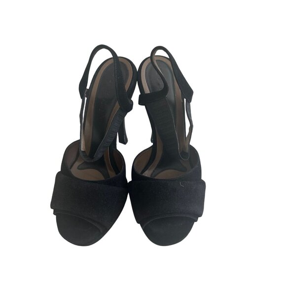 MARNI Black Suede Platform Slingback Heels Size 37 / 7 - Picture 2 of 12